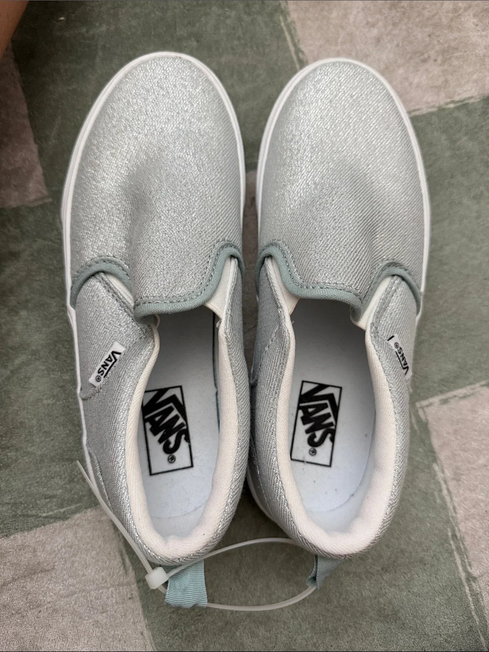 Vans Kids Silver Glitter Slip On Sneakers